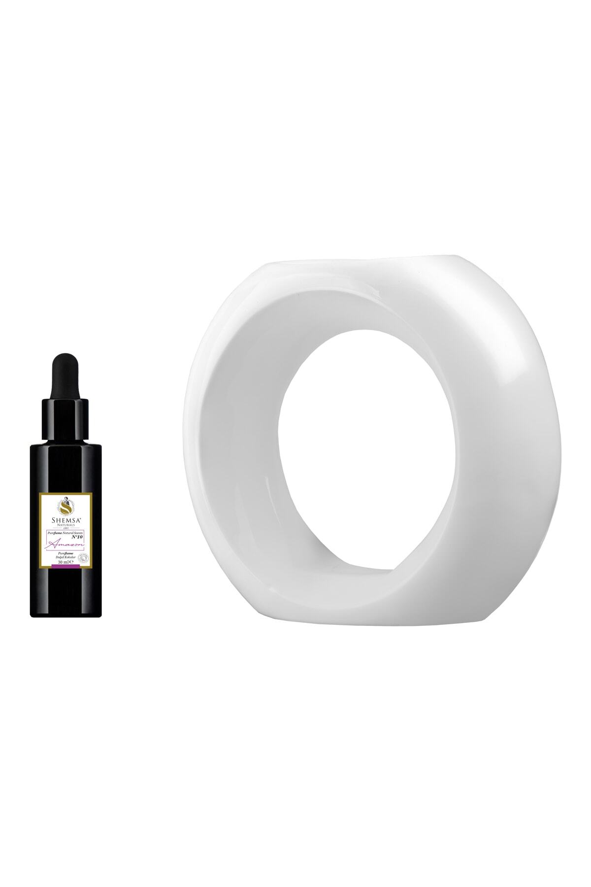Shemsa Naturals Buhurdanlık Seti Buhurdanlık Seramik Beyaz + Purefume Timeless – 30 ml