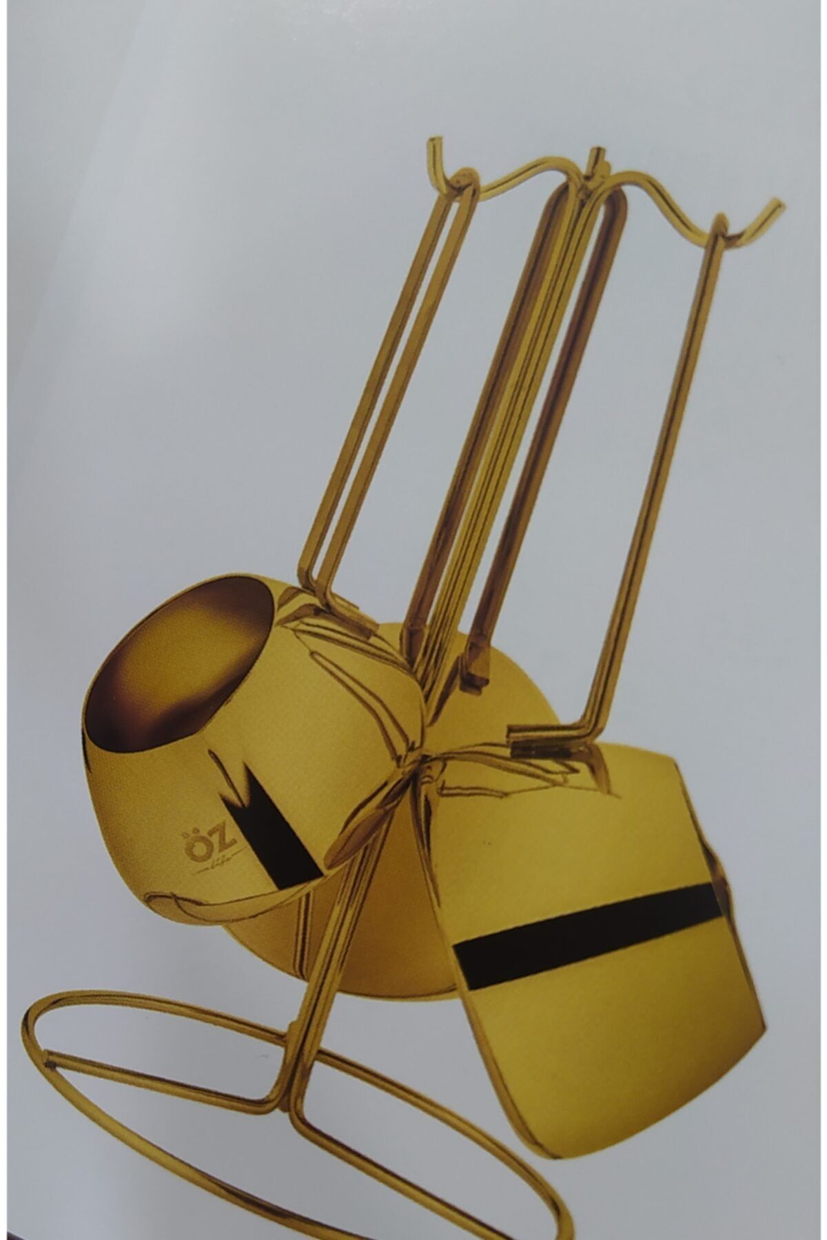 NERGİZ HOME TİC. Hüma Titanium Gold 3 Boy Standlı 1.kalite Paslanmaz Çelik Cezve Takımı