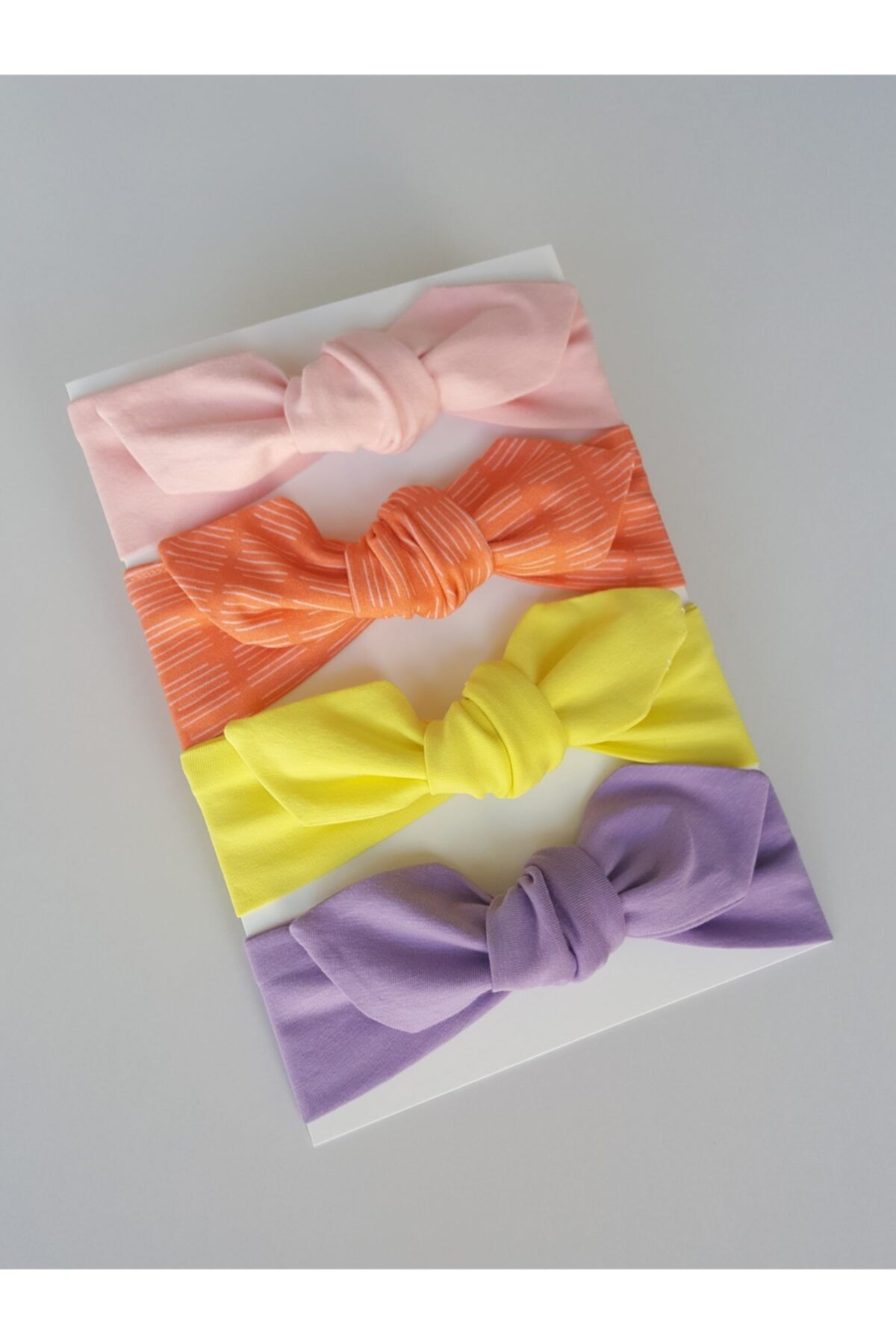 swan butik Kız Çocuk Bebek Bandana Toka Seti 4'lü, Pudra Pembe, Lila, Turuncu, Sarı