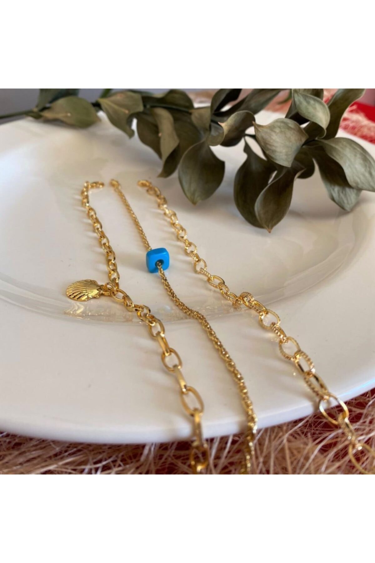 DGN Shoping Kadın Altın Rengi Üçlü Vintage Halhal Set