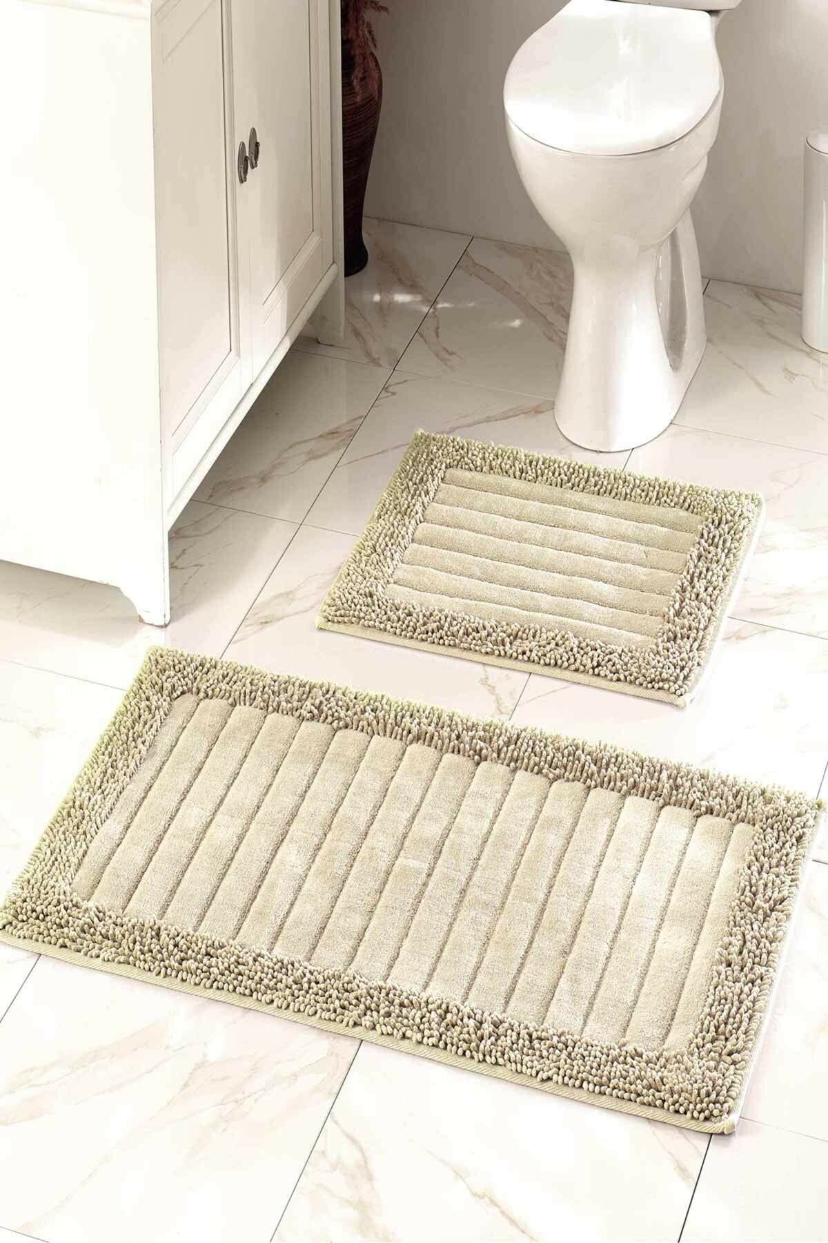 Çapa Home 2li Pamuk Klozet Takımı Banyo Paspas Seti Elmas Bej