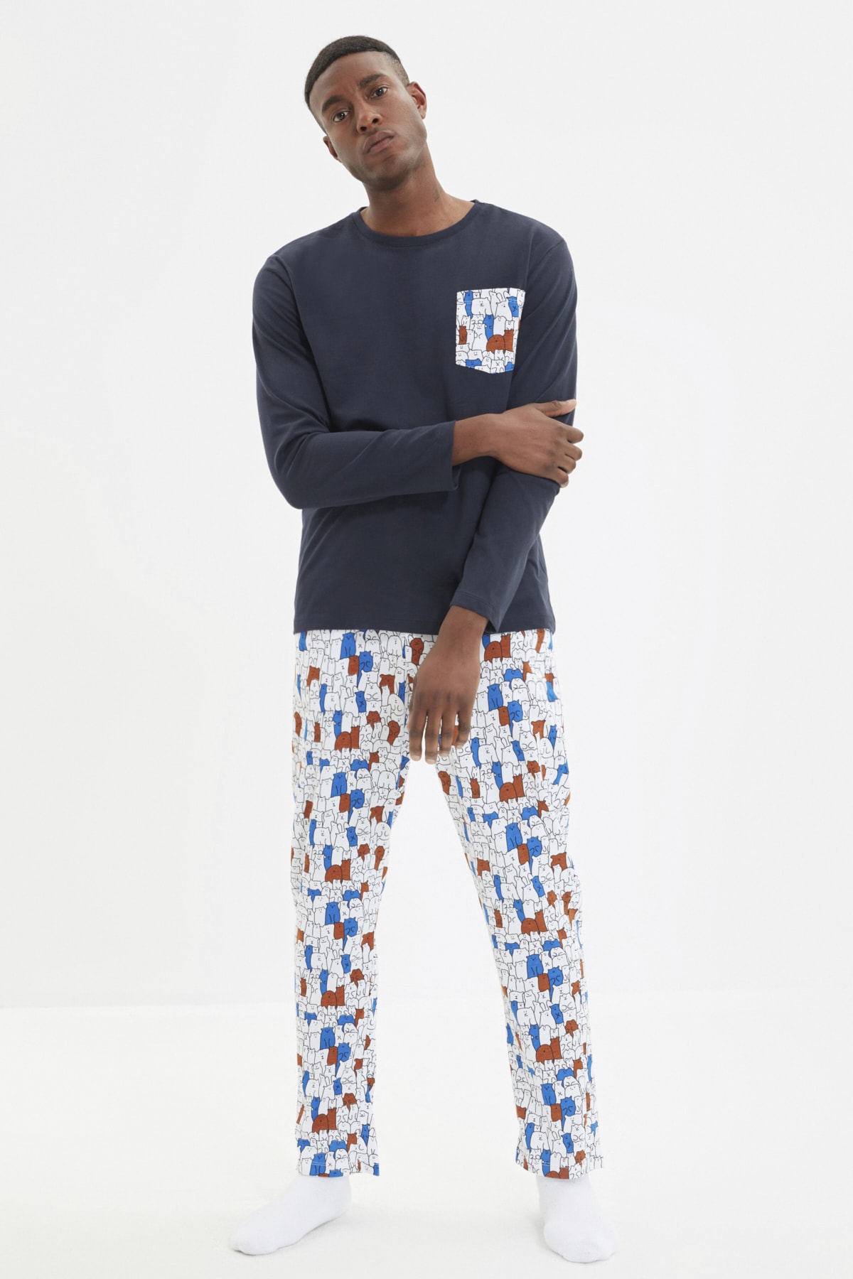 TRENDYOL MAN Çok Renkli Erkek Regular Fit Baskılı Pijama Takımı