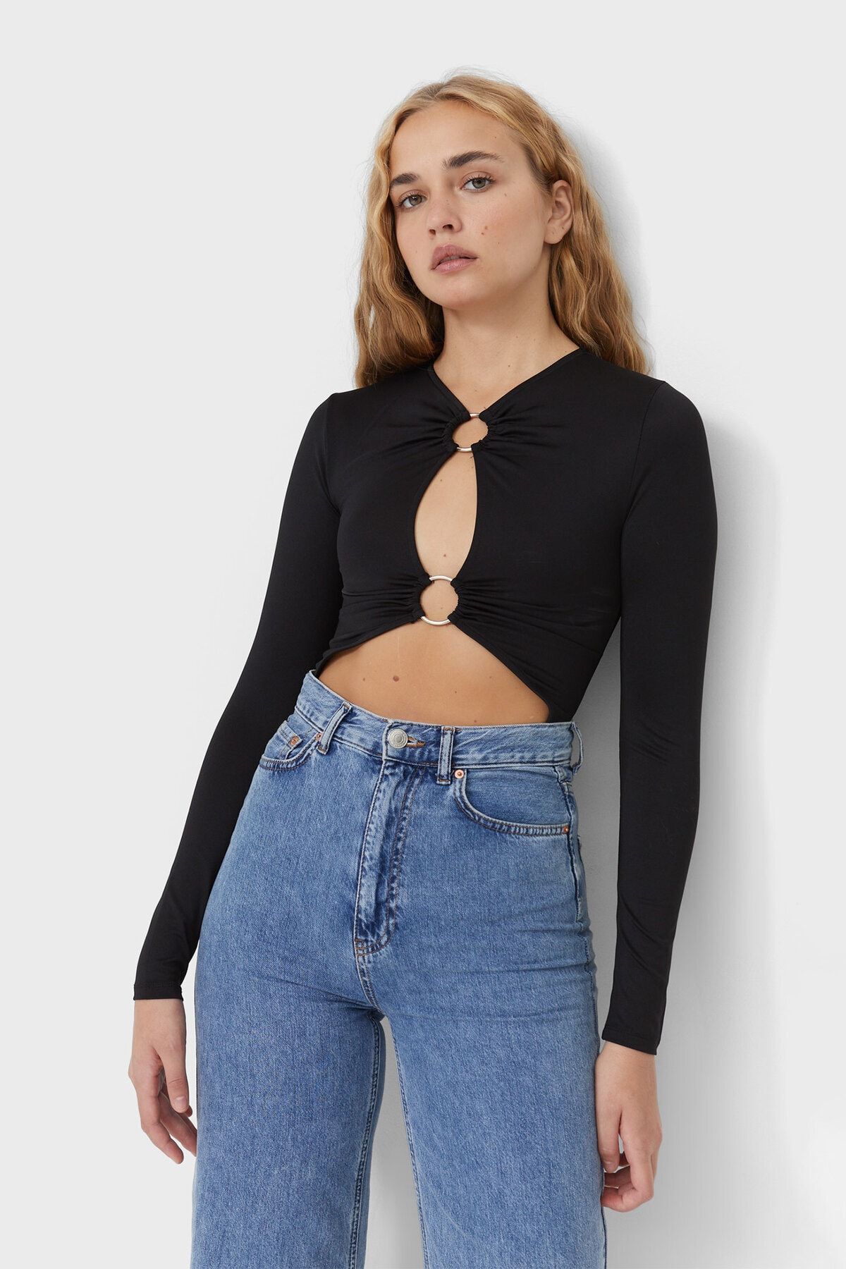 Stradivarius Kadın Siyah Halka Detaylı Body
