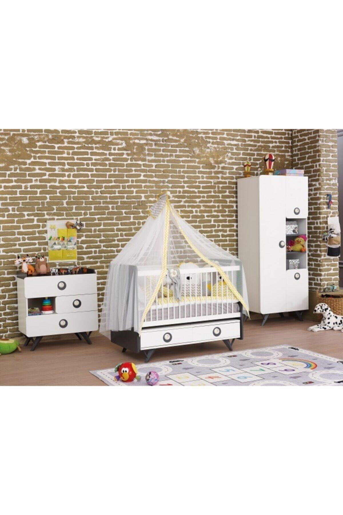 PİYANO GENÇ VE BEBEK ODASI Mobilya Love Bebek Odası Takımı 60*120 Beşik Gardrop Şifonyer 3 lü Takım