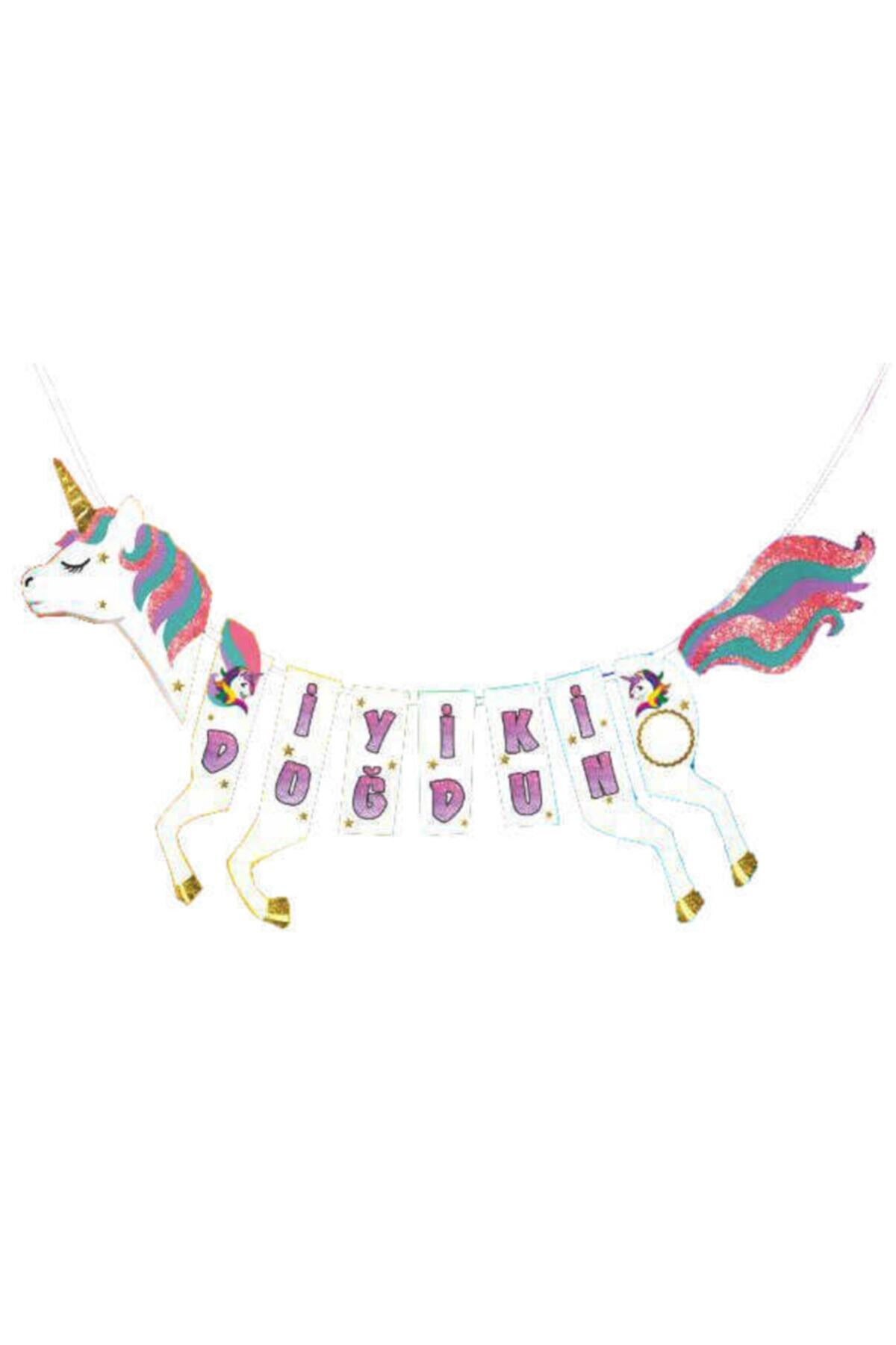 ELITETIME Unicorn At Şeklinde Iyi Ki Doğdun Flama 40 cm x 120 cm