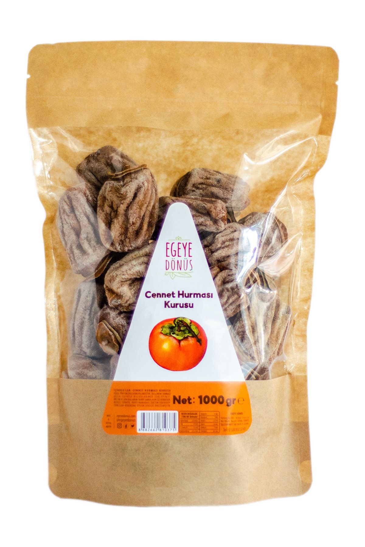 EGEYE DÖNÜŞ Yeni Mahsül Cennet Hurması - Kuru Trabzon Hurması - Cennet Elması Kurusu - 1 Kg.