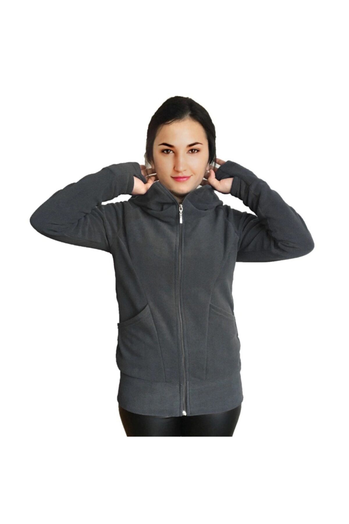 closedbrands Kadın Füme Eldivenli Polar Sweatshirt