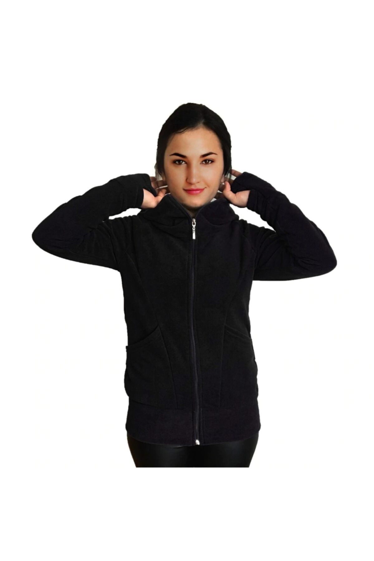 closedbrands Kadın Siyah Eldivenli Polar Sweat