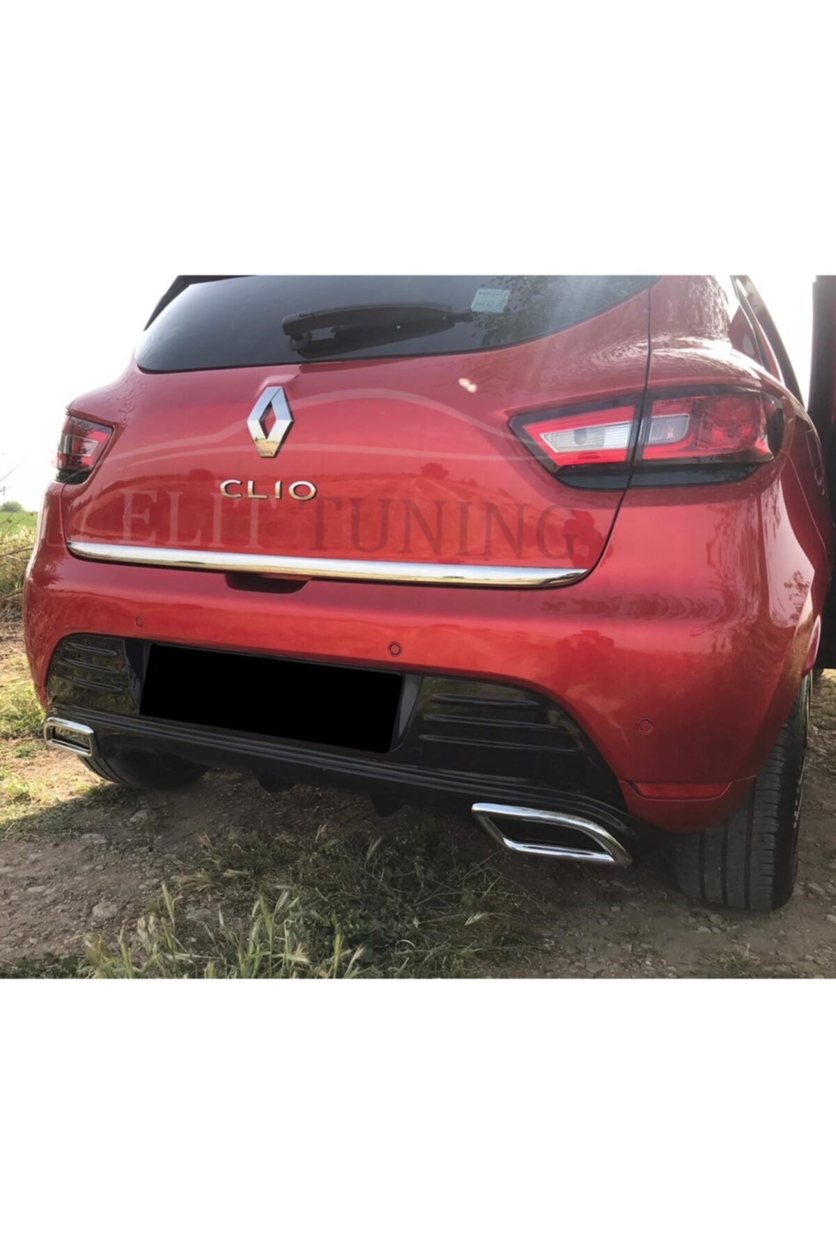 ElitTuning Renault Clio 4 Difüzör Difizör Parlak Siyah Kare Egzozlu