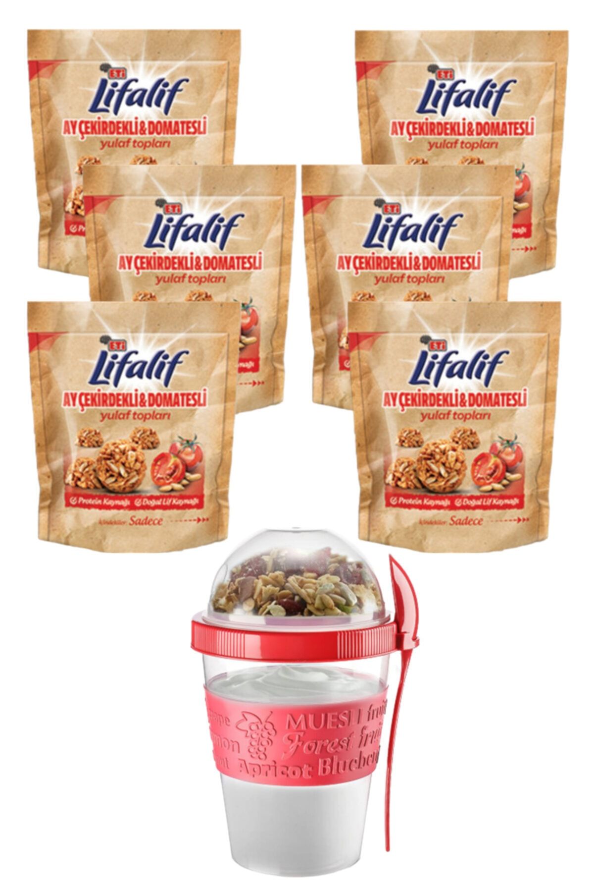 Eti Lifalif Yulaf Topları Ayçekirdekl Domatesli 216 Gram Take And Go Müsli Kabı 600ml