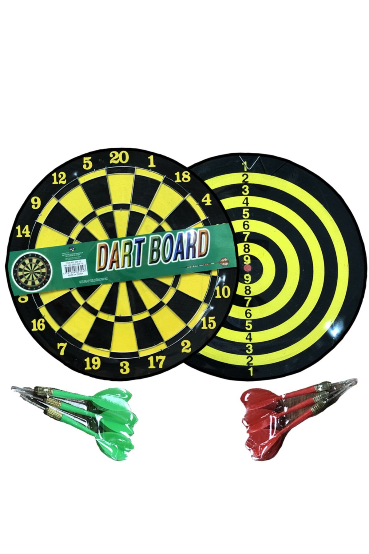 Pasifik Toys Sarı Dart Çift Taraflı Hedef Ve Dart 15 Inç 37 Cmbüyük Boy 6 Oklu