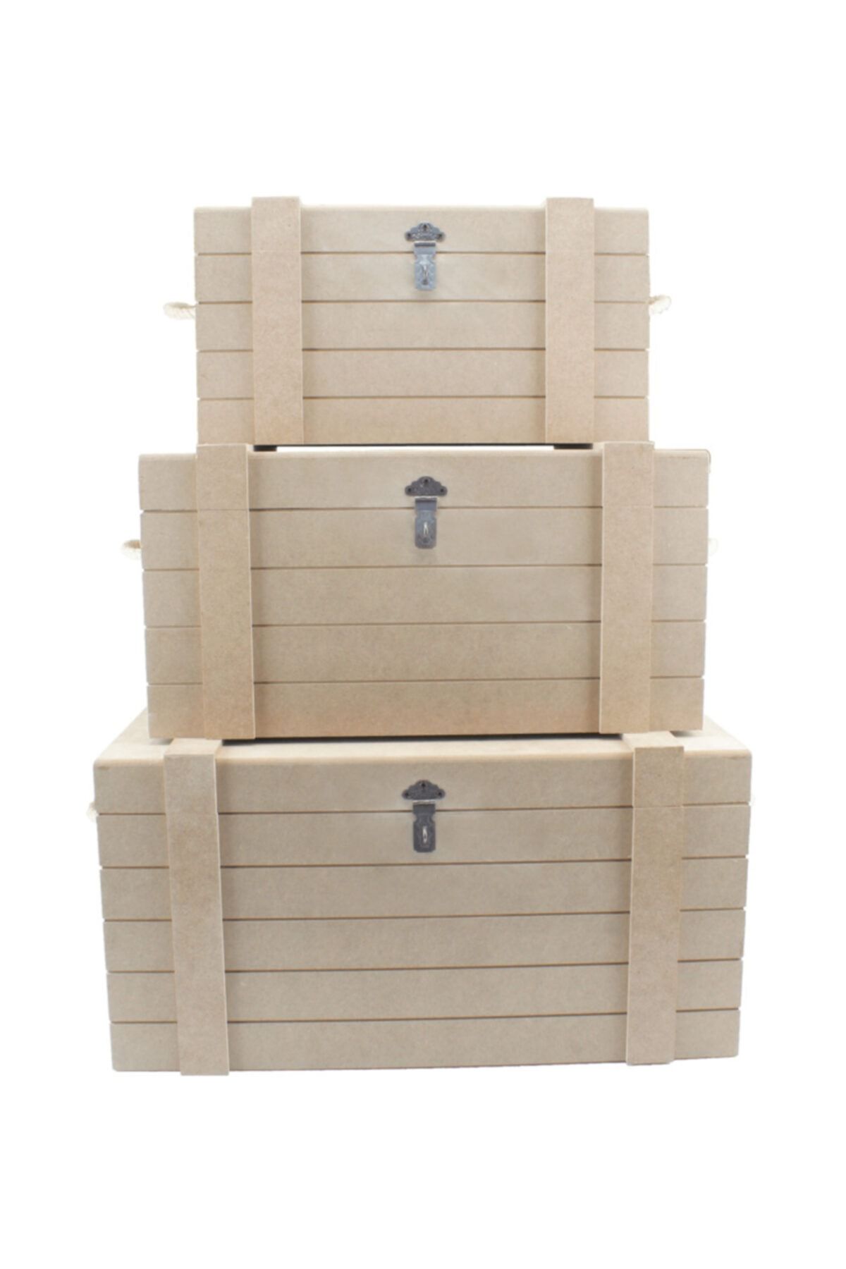 PARSTEK Ahşap Çıtalı Sandık Set