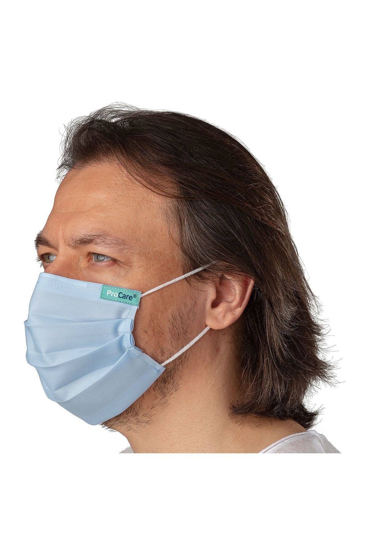 ProCare Unisex Mavi Maske Tam Koruma Modeli Yetişkin Çocuk Bebek Maskesi ve Maske Boyun Askısı