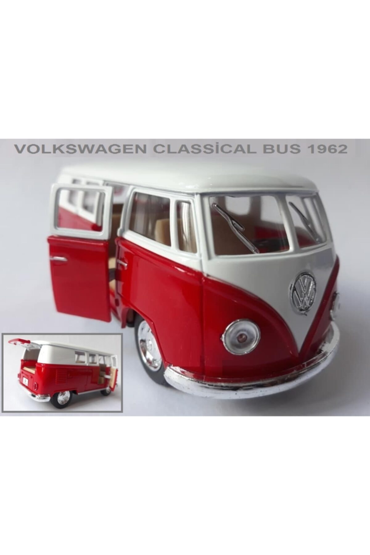 OYUNCAKSAHİLİ Volkswagen Klasik Bus 1962 Minibüs Kırmızı Vosvos Orjinal
