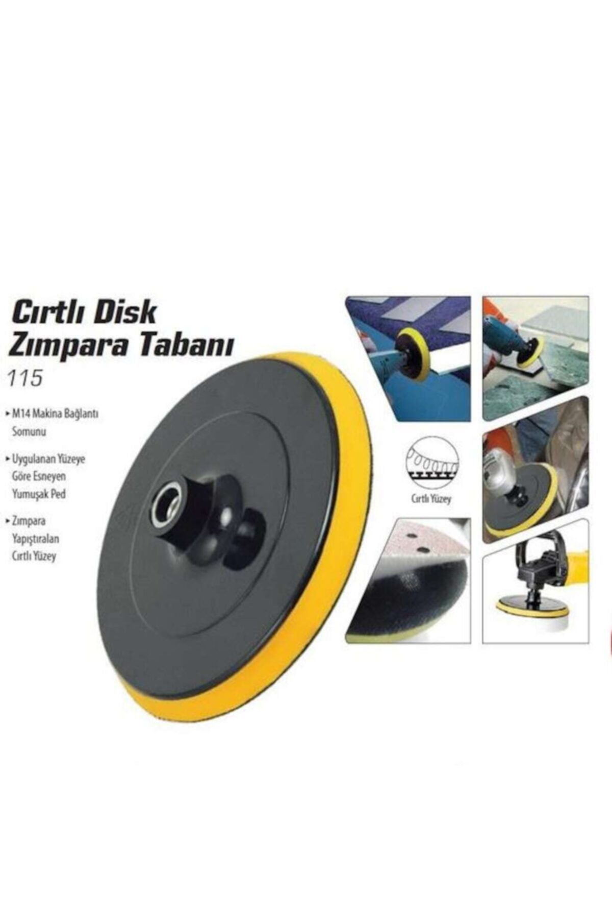 ZUBİZUBİ Cırt Zımpara Deliksiz Avuç Taşlama Cırt Taban Altlığı 115 Mm M14
