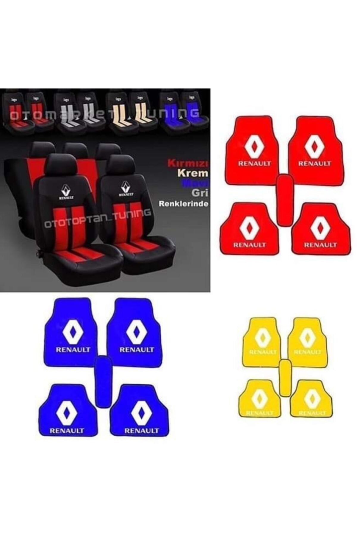 şimika Renault Reno Oto Koltuk Kılıfı Ön Arka Set Logolu Paspas -hediye