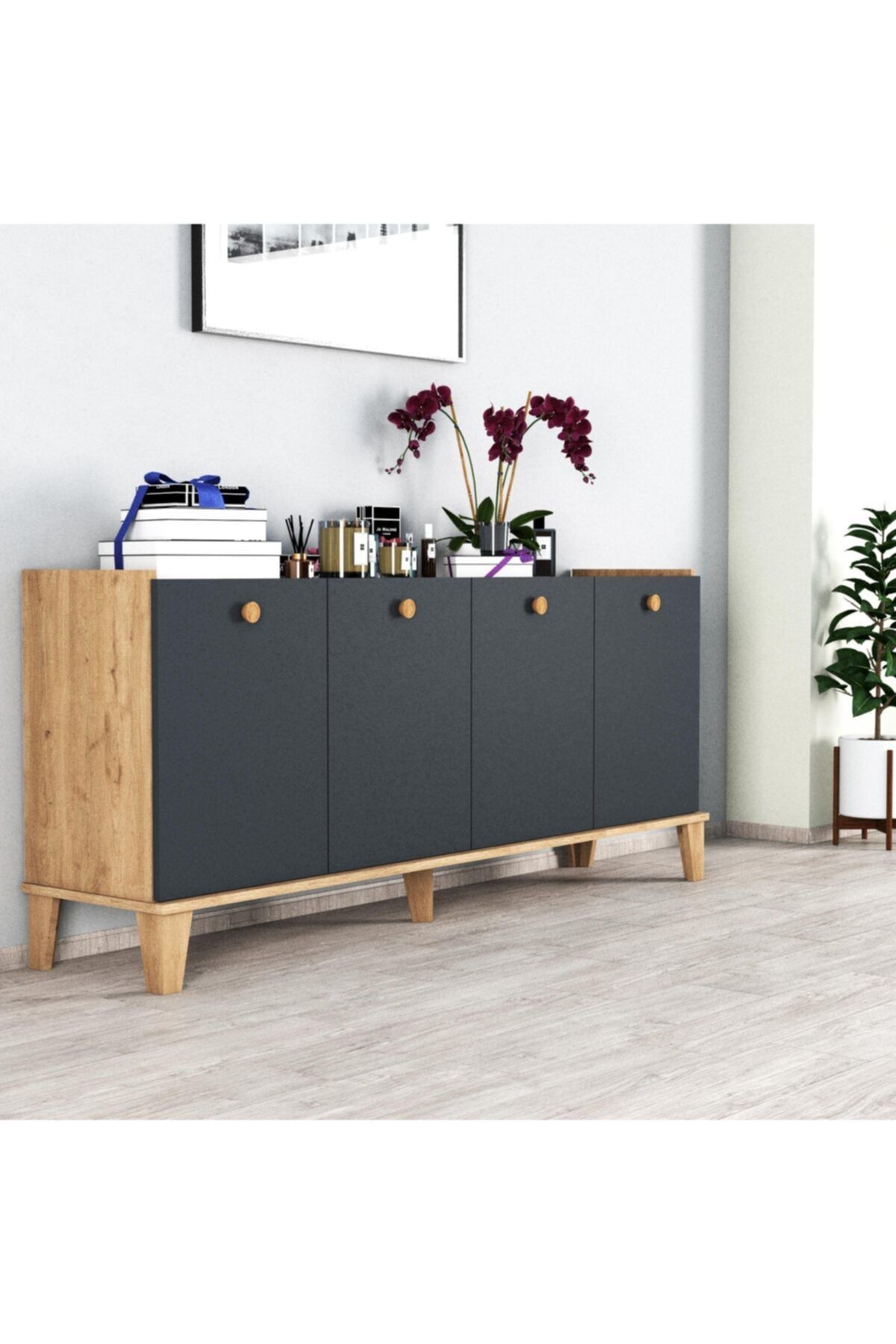 Bimossa H3040 Sümer Konsol 180 Cm. Sepet- Antrasit