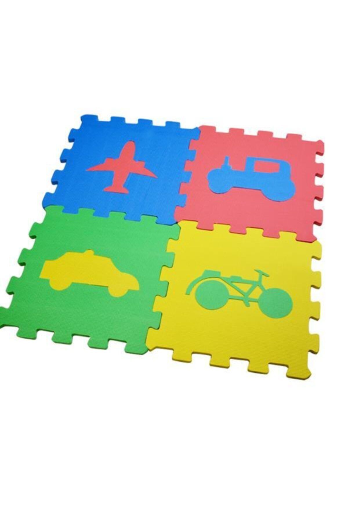 Temel Çocuk Oyun Matı - Yer Karosu - Oyun Minderi 33cmx33cmx1cm 9 Adet Taşıtlar