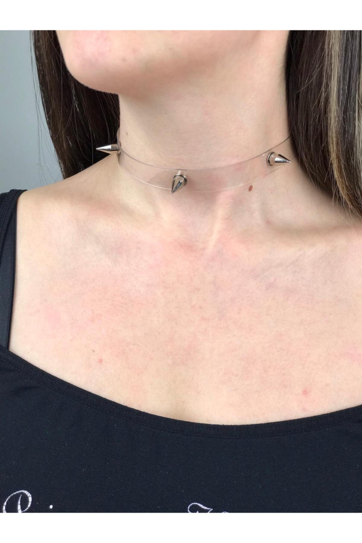 Fugusugu Gotik Dört Dikenli Şeffaf Choker