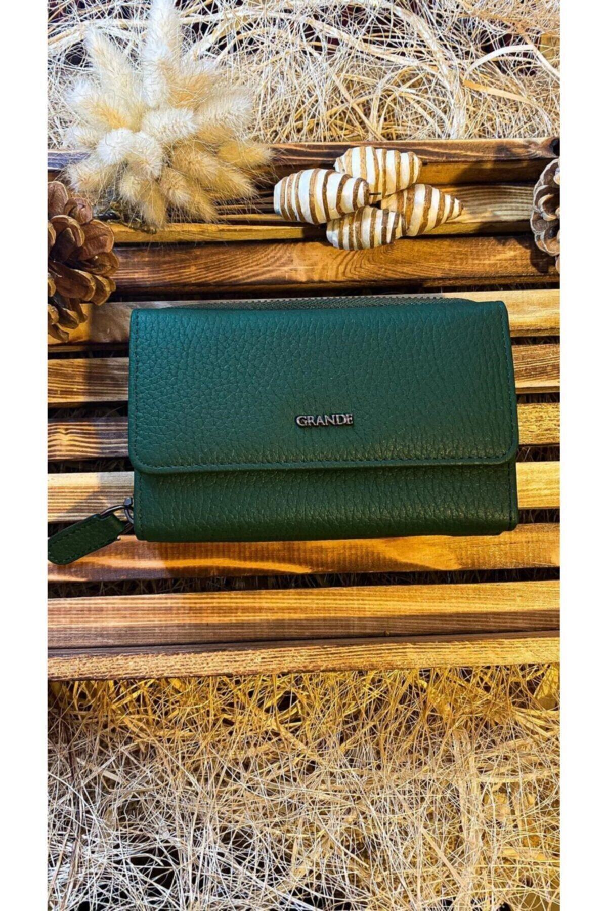 Grande Kadın Yeşil Hakiki Deri Cüzdan