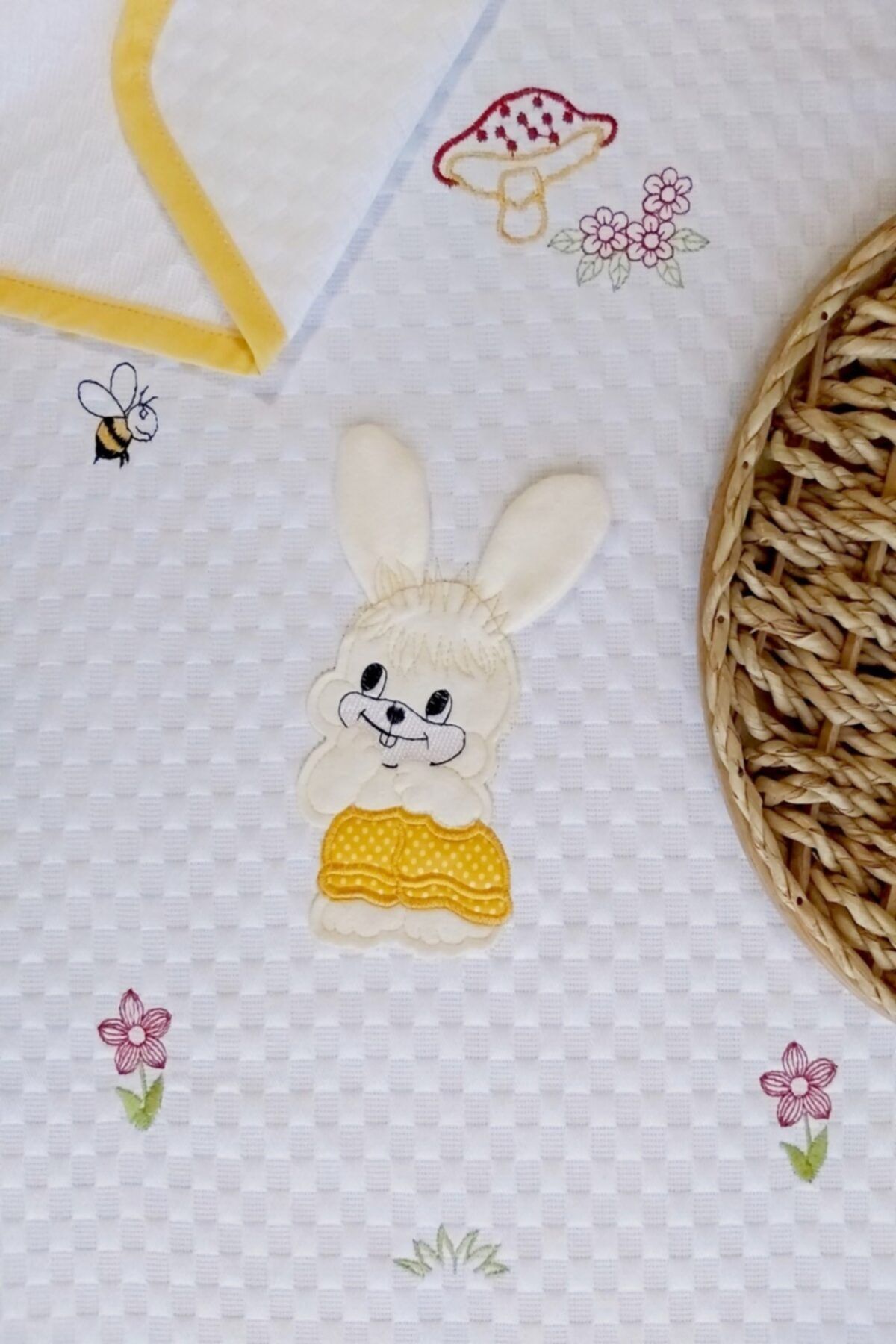 mellowbabystore Mellow Baby Store Sarı Tavşan Desenli Bebek Pikesi