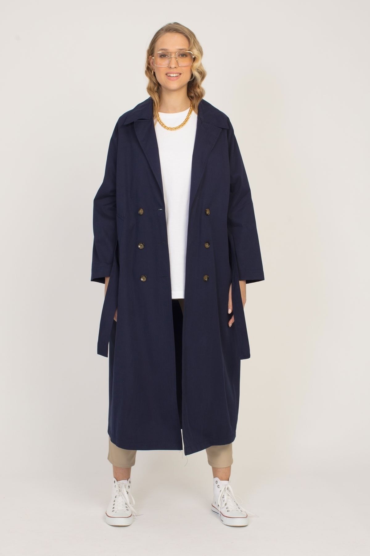 SİNDAL Oversize Tesettür  Trençkot 4-2232