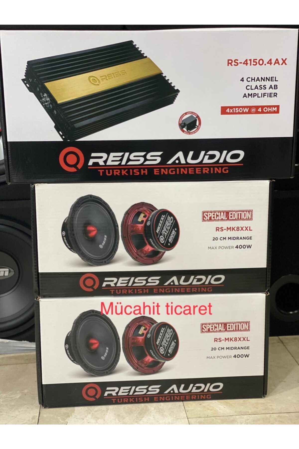 REISS AUDIO Rs-mk8xxl 3lü Set 20cm Iki Takım Midrange Reıss 4 Kanallı Profesyonel Anfi