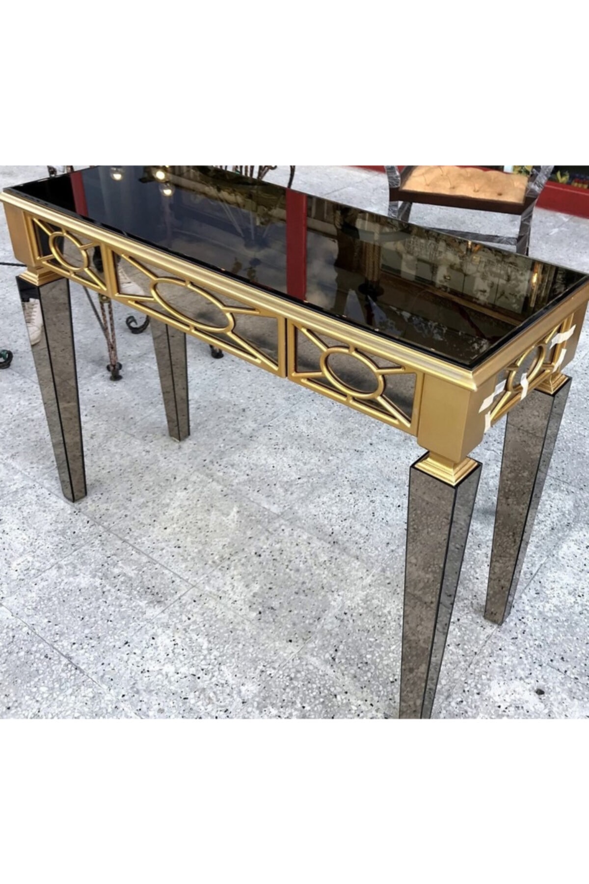 BENGİ TİCARET Bengi Dresuar Midilli Motifli Aynalı Gold