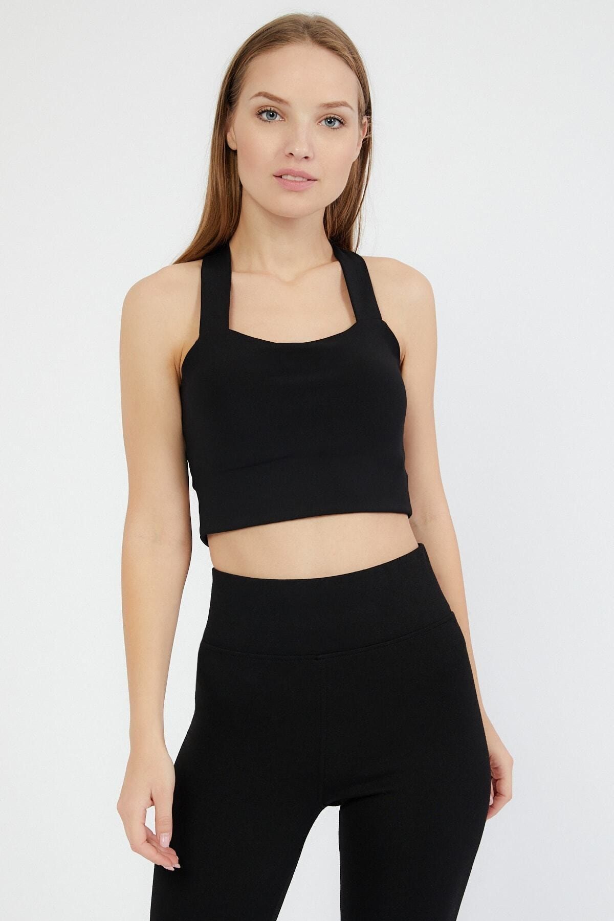 K&H TWENTYONE Siyah Sırt Detaylı Crop Büstiyer