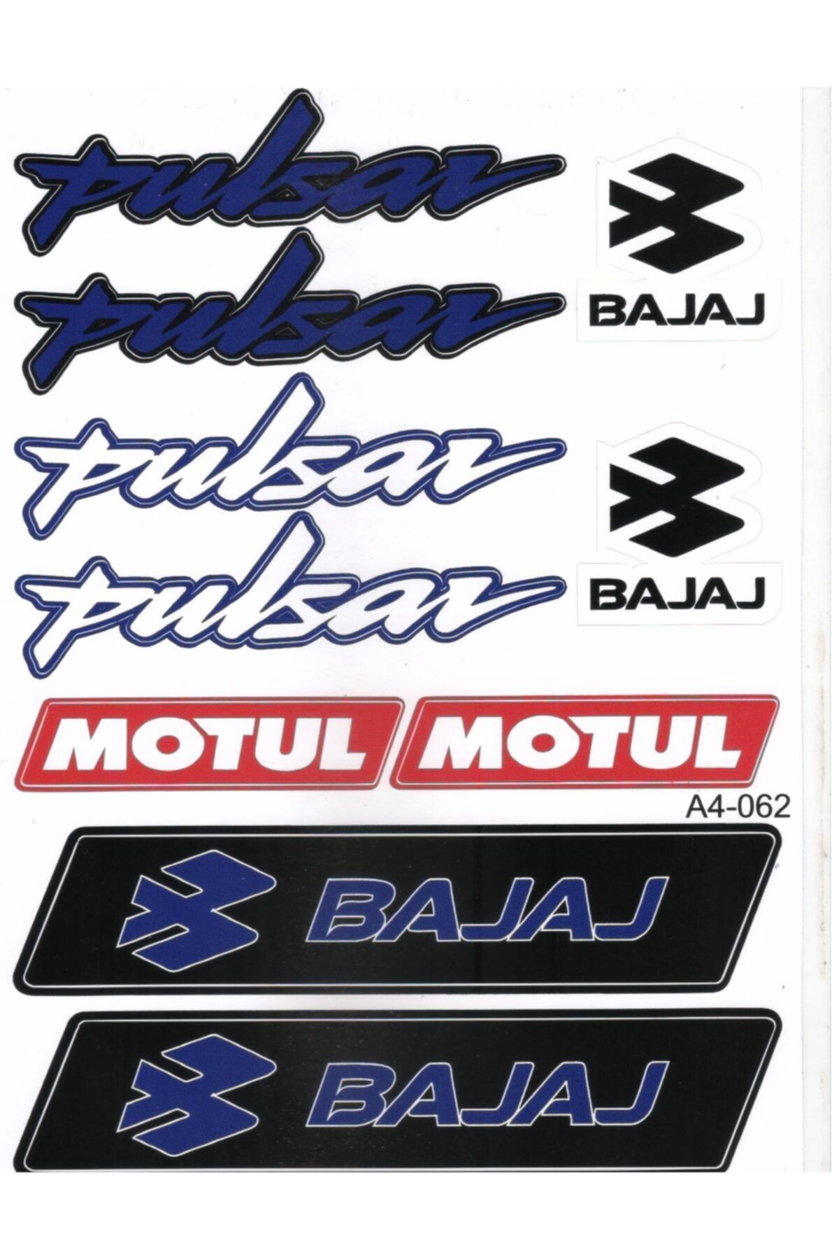Alkan Bajaj Pulsar Uyumlu A4 Etiket Seti Mavi