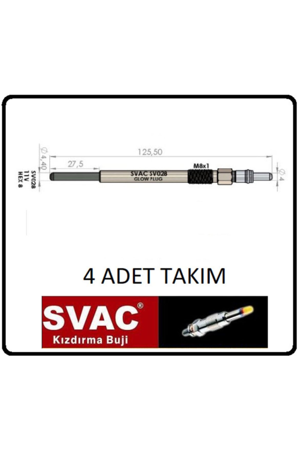 SVAC Kızdırma Bujisi Berlingo Jumpy C2 C3 C4 C5 Nemo 1.4-1.6hdi -4 Ad. Takım Sv028 Oem No: 5960.79