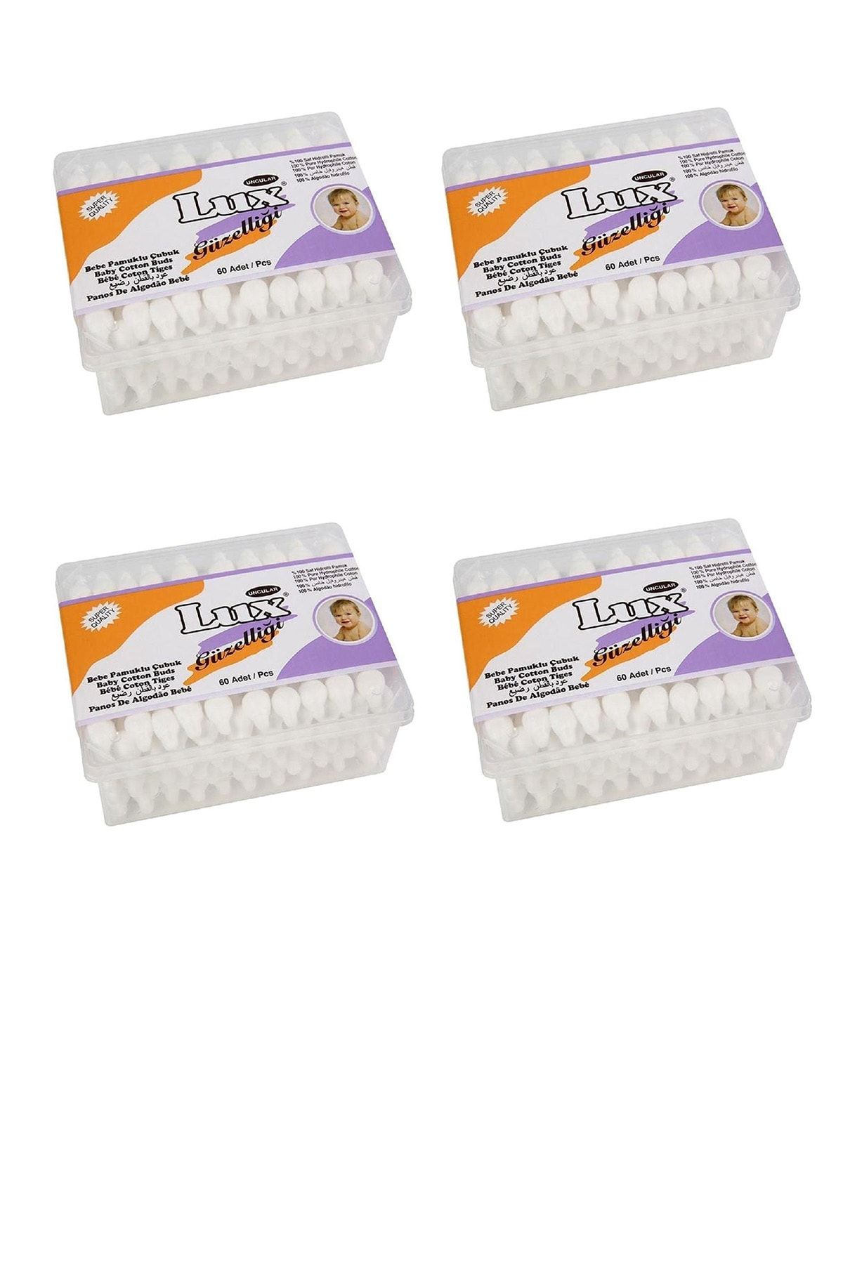 LUX Bebe Kulak Temizleme Pamuğu 60 Adetli ( 4 Paket )
