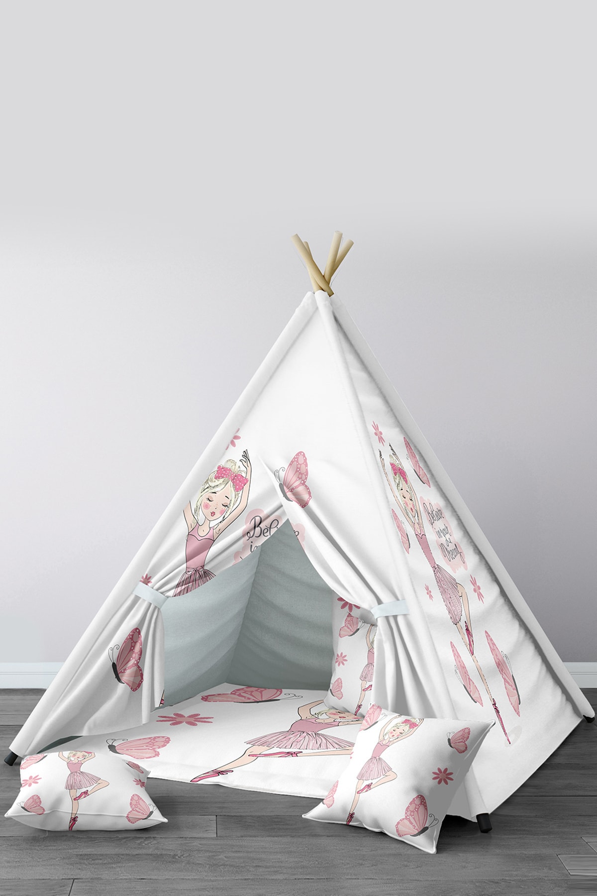 Tinybabyconcept Çocuk Beyaz Taşınabilir Katlanabilir Oyun Çadırı  110x110 X170 cm