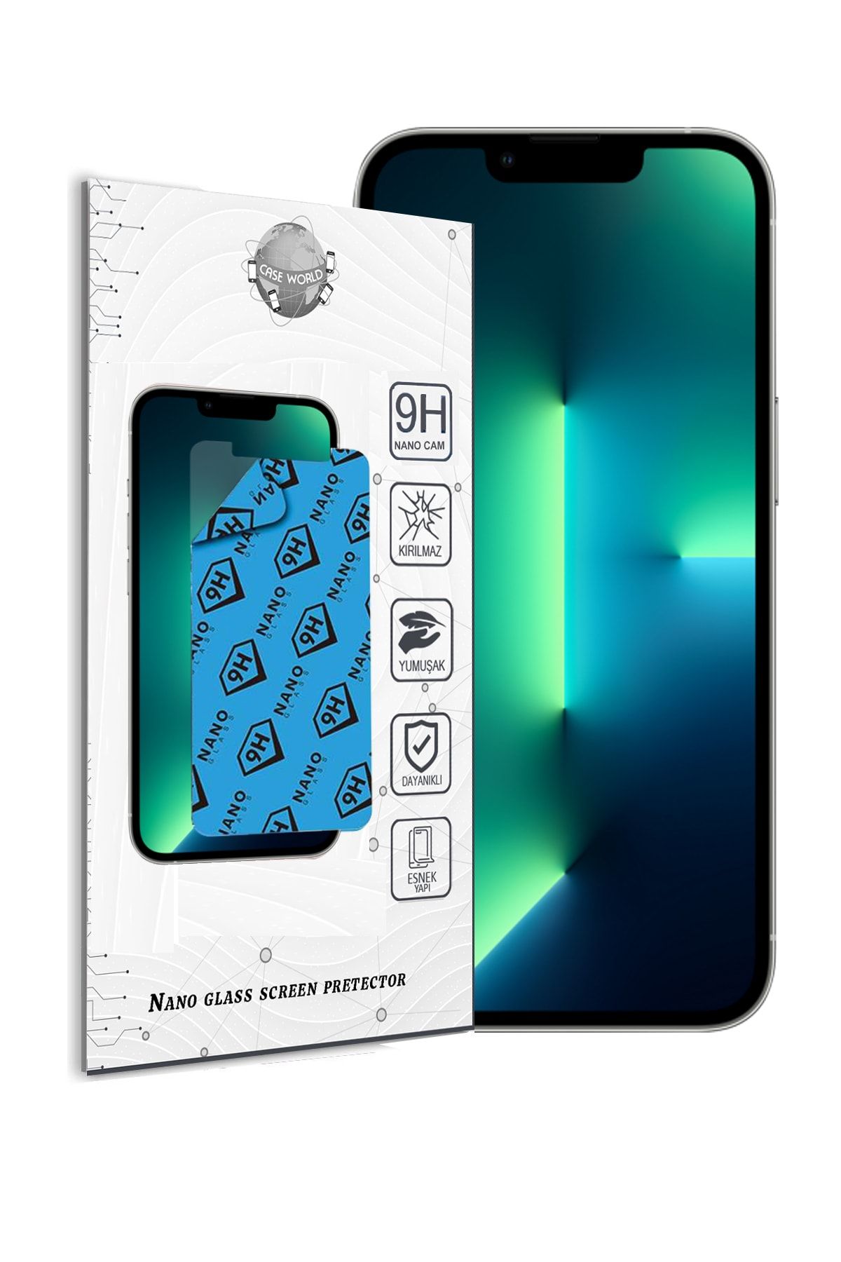 CaseWorld Uyumlu Iphone 13 Pro Nano Ekran Koruyucu Kırılmaz Esnek Cam