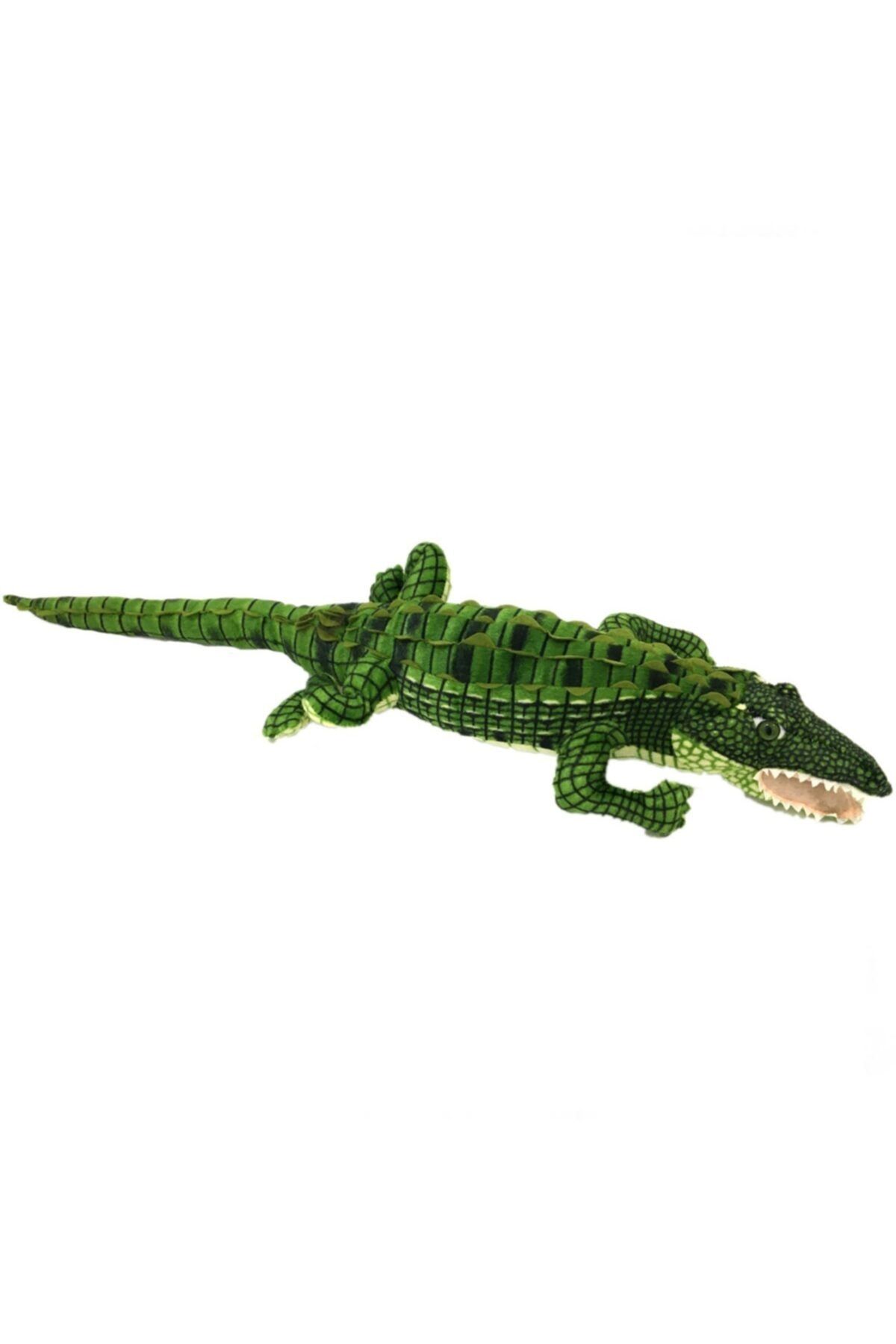 şirin toys hediyelik Koyu Yeşil Çizgili Timsah Peluş 95 cm