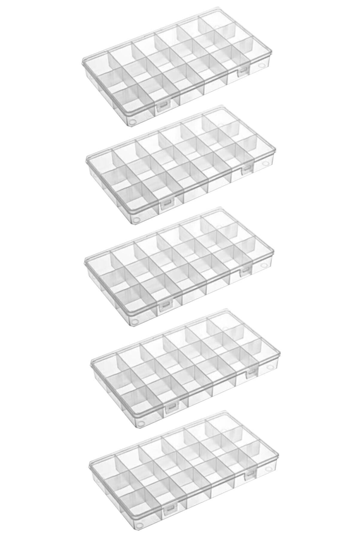 uniquehobby 5 Adet 18 Bölmeli Boncuk Aksesuar Kolye Yüzük Takı Kutusu Organizer Düzenleyici Kutu