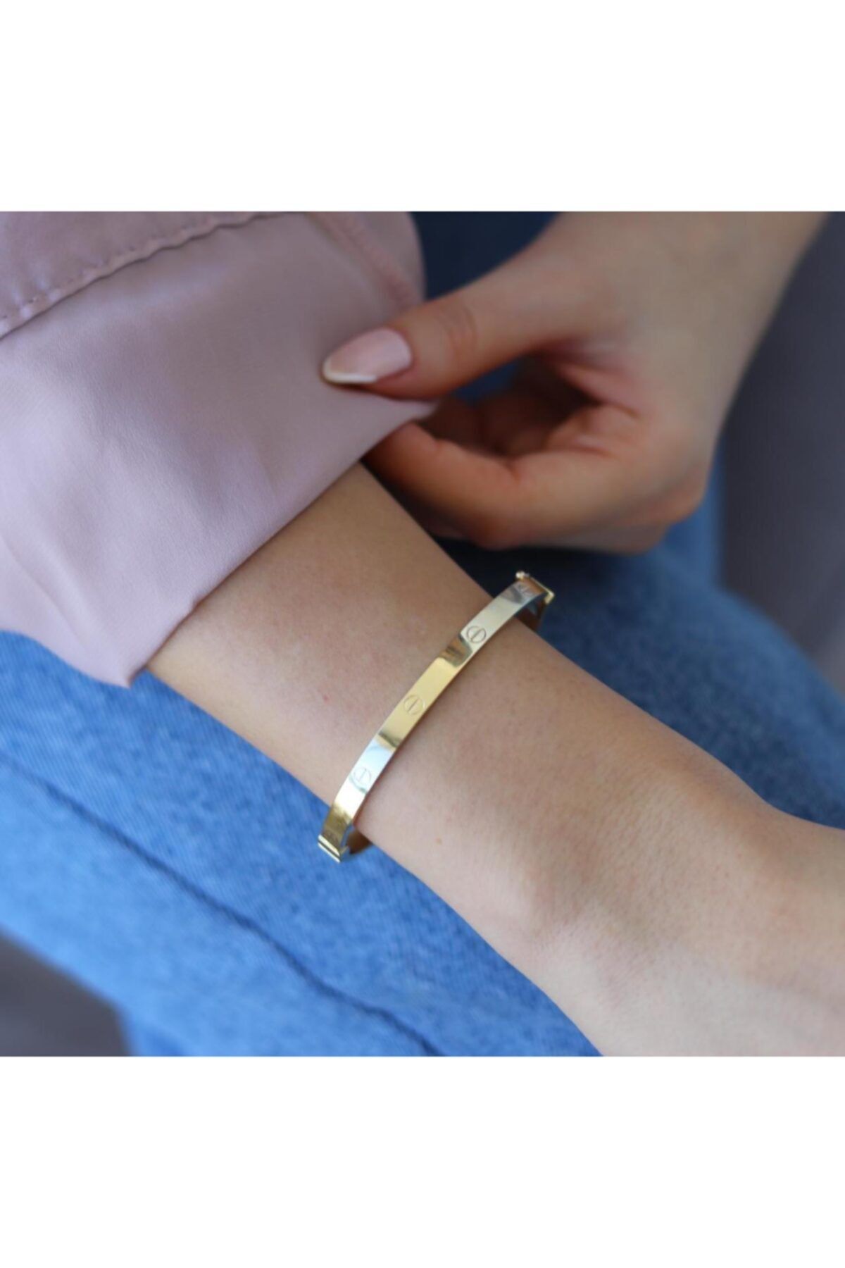 UKBA GOLD 14 Ayar Altın Cartier Kelepçe 5 mm