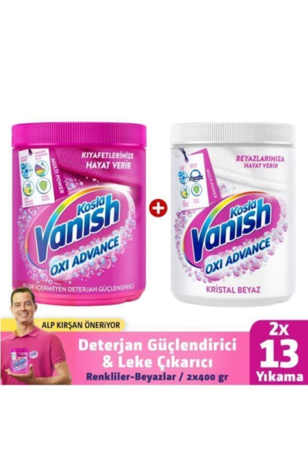 Vanish Kosla Multipower Çamaşır Leke Çıkarıcı ve Deterjan Güçlendirici Toz 2x400 gr Renkliler ve Beyazlar