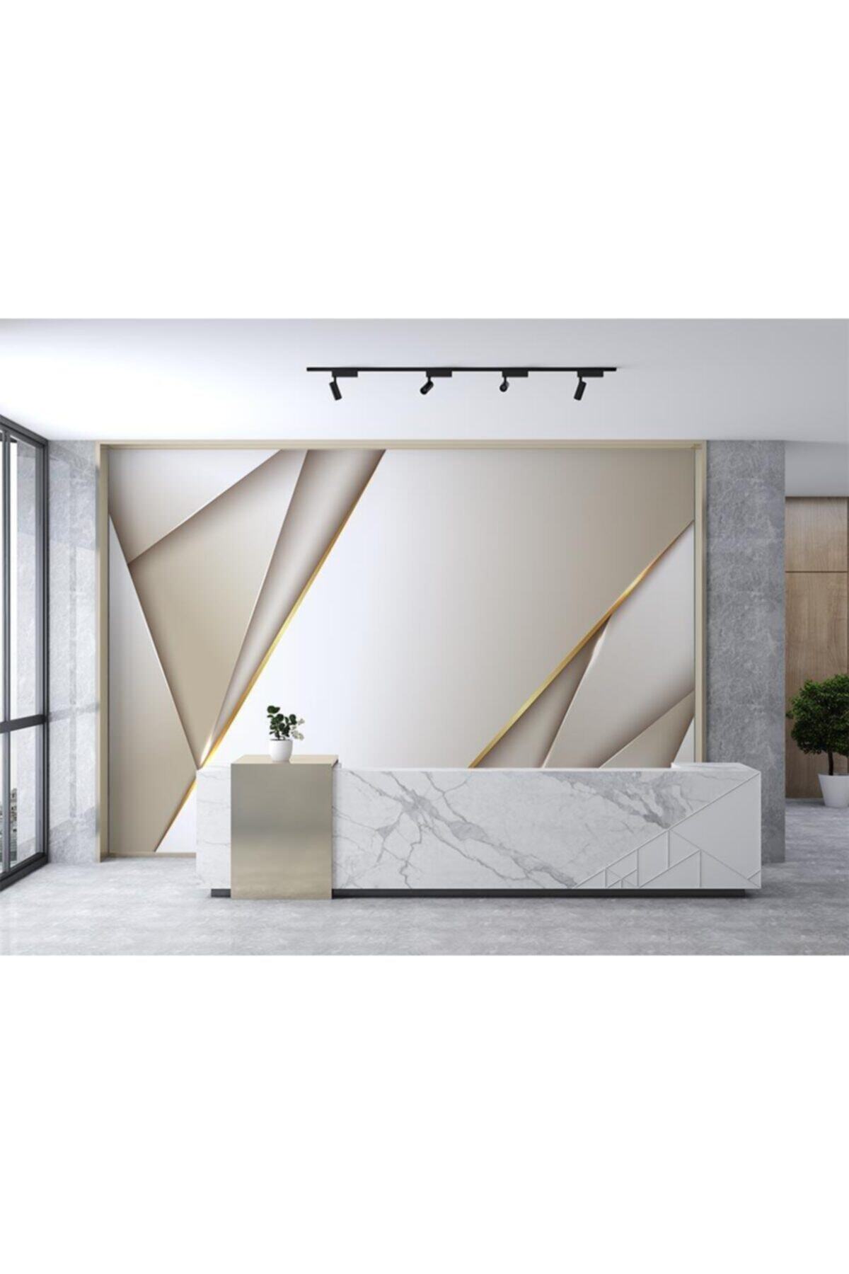 Özen Duvar Kağıtları Krem Gold Geometrik Desenli Duvar Kağıdı