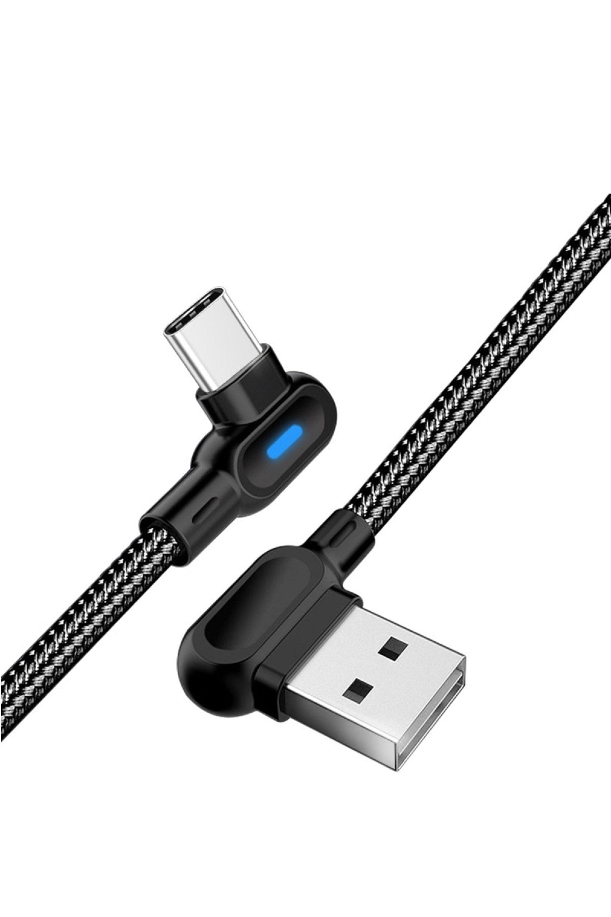 UAT Products L Tipi Type C 90 Derece Oyuncu Hasır Örgü Hızlı Şarj Ve Data Kablosu