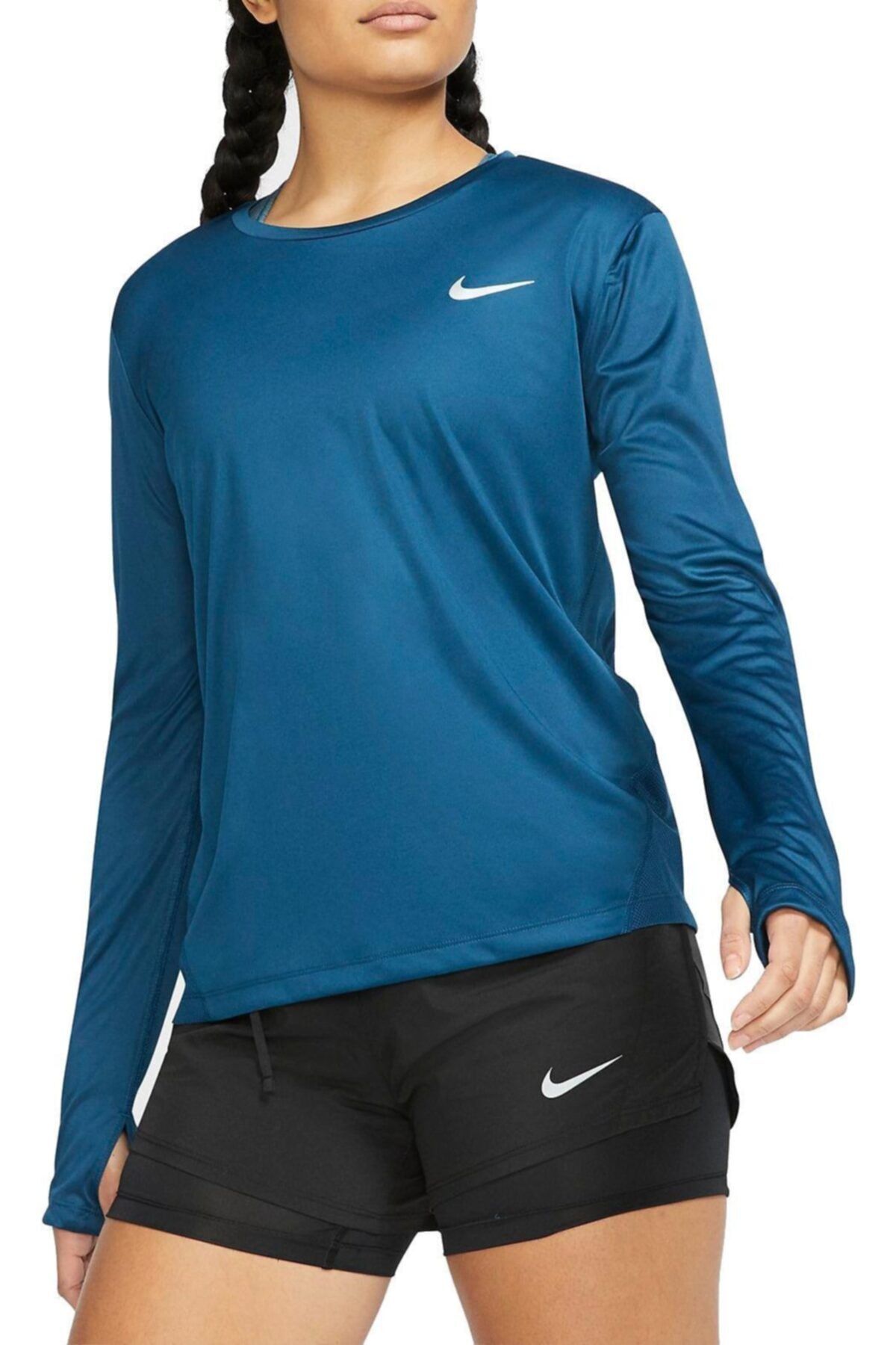 Nike Miler Long-sleeve Running Top Kadın Tişört - Yeşil