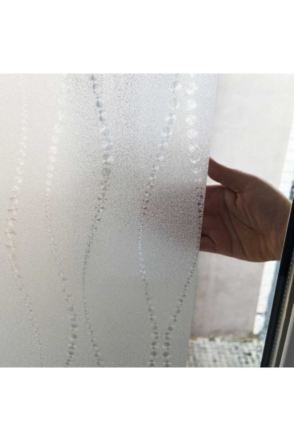 Örtücüm 75 Cm X 4 Metre Buzlu Statik Yapışkansız Kumlama Cam Folyo Ev Ofis Duşakabin Desenli Cam Filmi