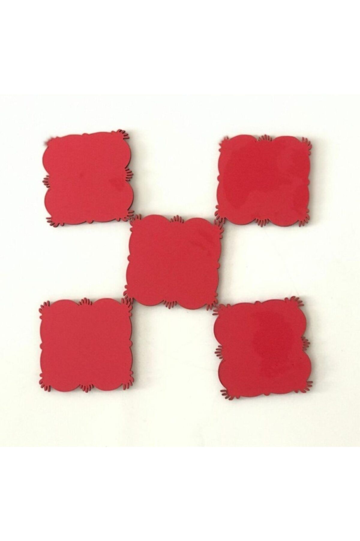 firdevsi hobi Magnet Ahşabı-7x7cm--mıklatıslı- 5 Adet-kırmızı