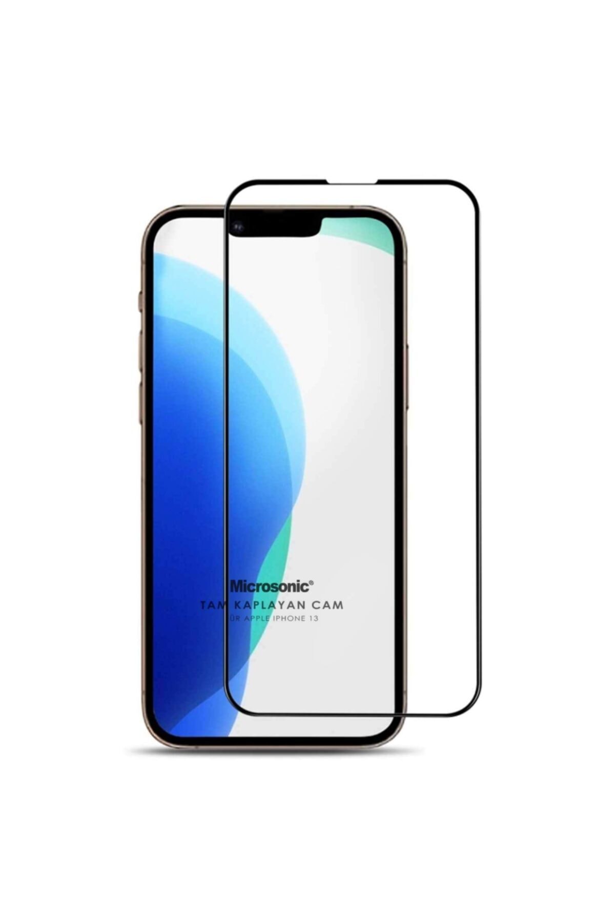 Microsonic Iphone 13 Uyumlu Tam Kaplayan Temperli Cam Ekran Koruyucu Siyah