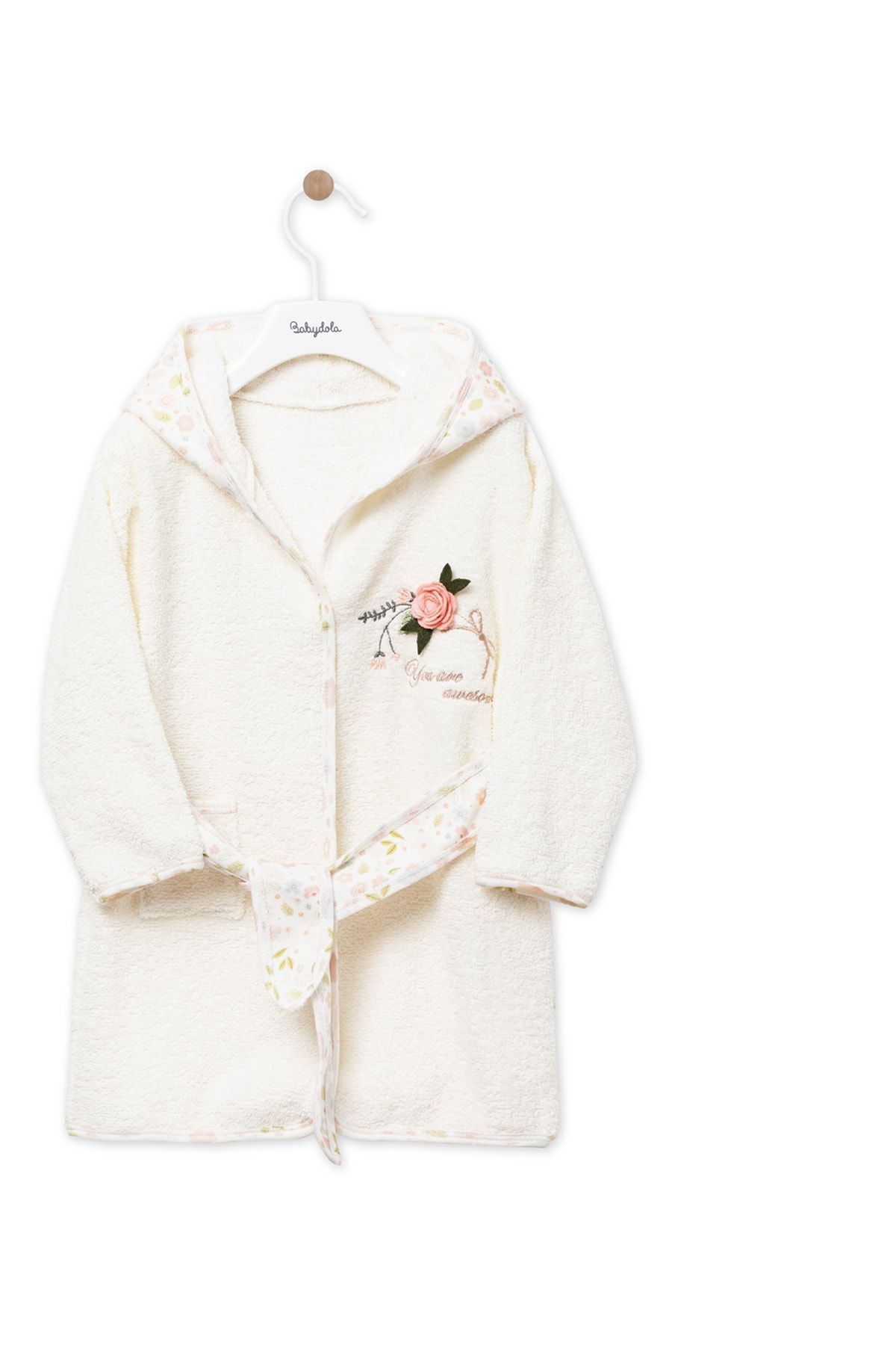 Babydoll %100 Pamuk Çiçek Figürlü Kız Bebek Tek Bornoz