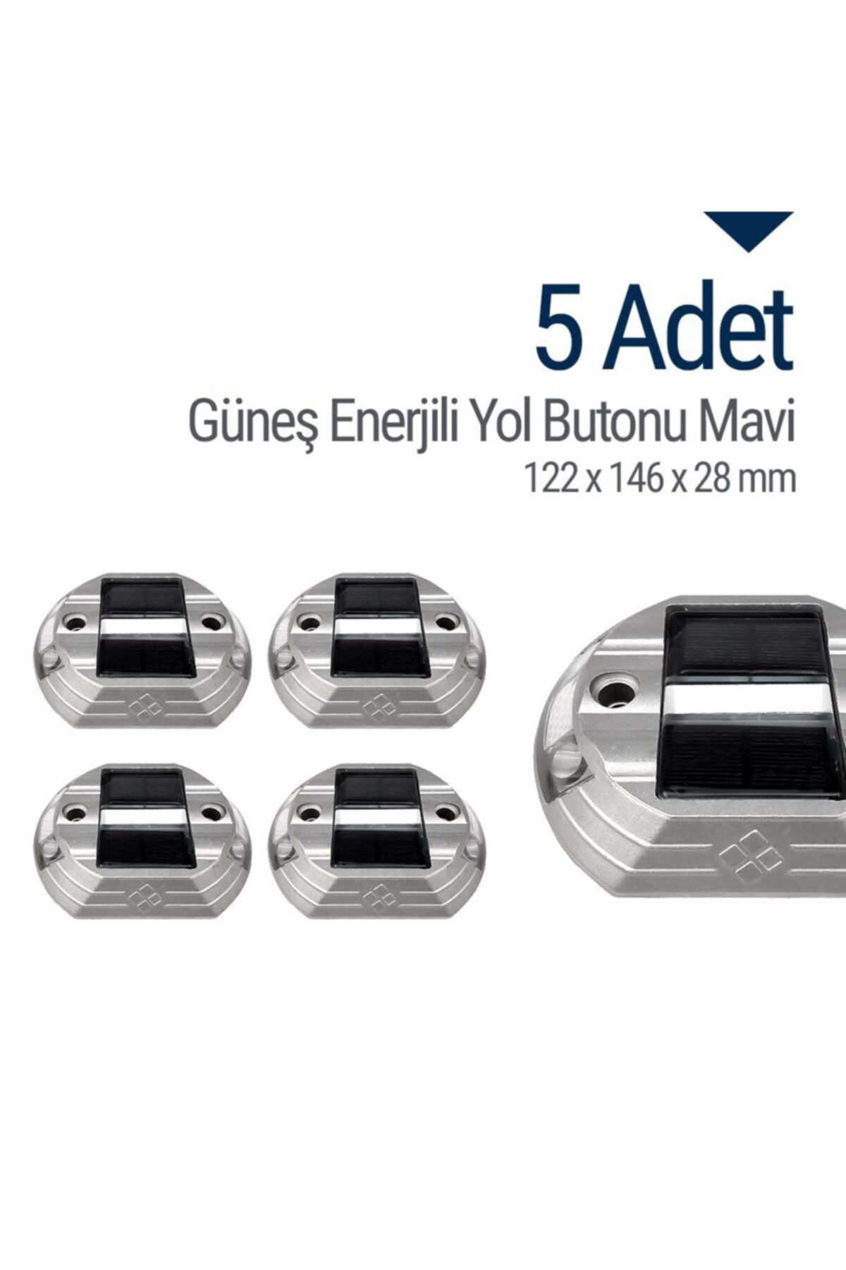İleri Trafik 5'li Set Güneş Enerjili Yol Butonu Mavi, Solar Çakar Buton