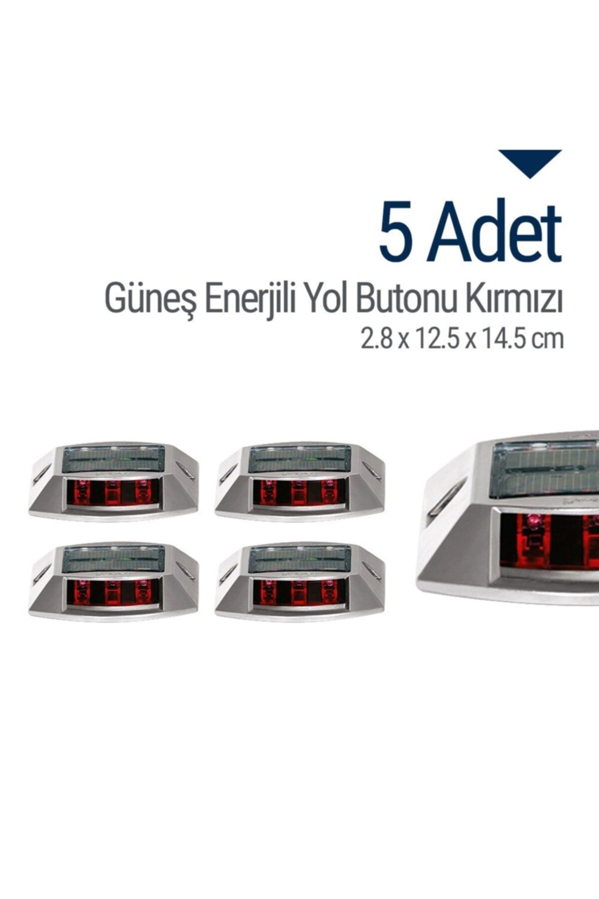 İleri Trafik 5'li Set Güneş Enerjili Yol Butonu Kırmızı, Solar Çakar Buton