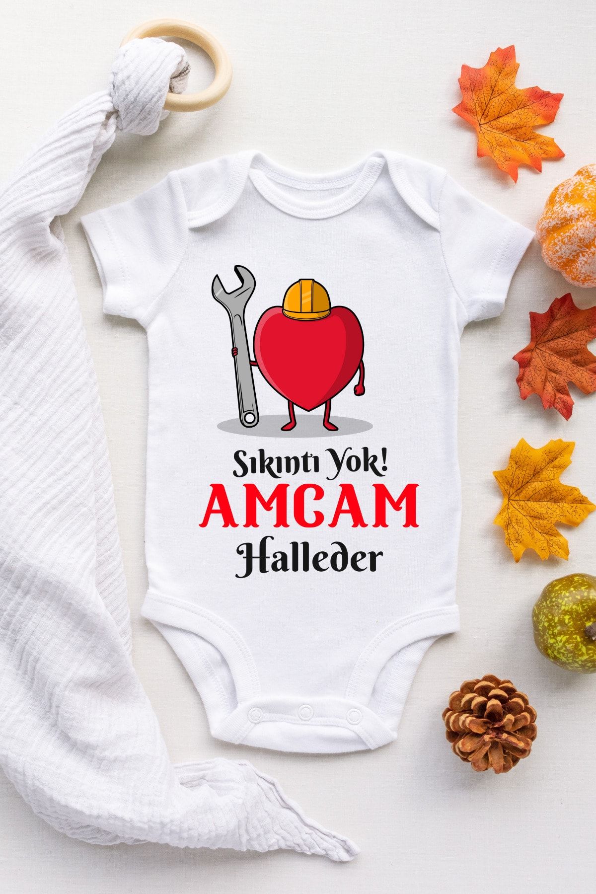 Babydonat Sıkıntı Yok Amcam Halleder Desenli Kısa Kol Body