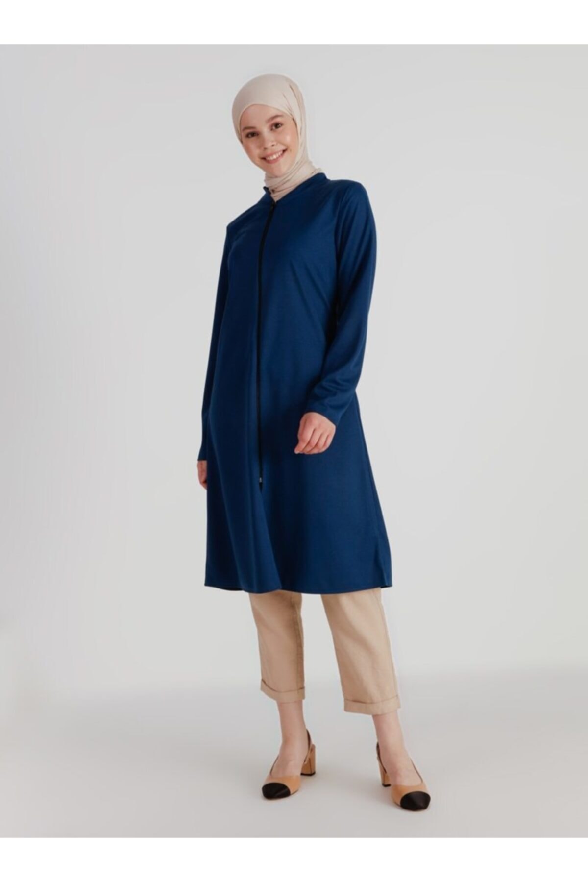 ZENANE Boydan Fermuarlı Kap - Indigo -