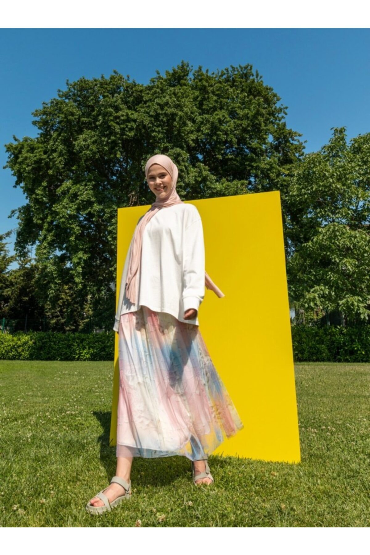 Soul Kadın Toz Pembe Beli Lastikli Desenli Etek